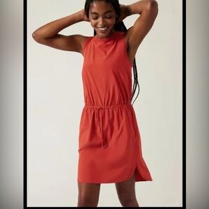 Athleta Coral Red Orange Sleeveless Rincon Mini Dress Size Medium